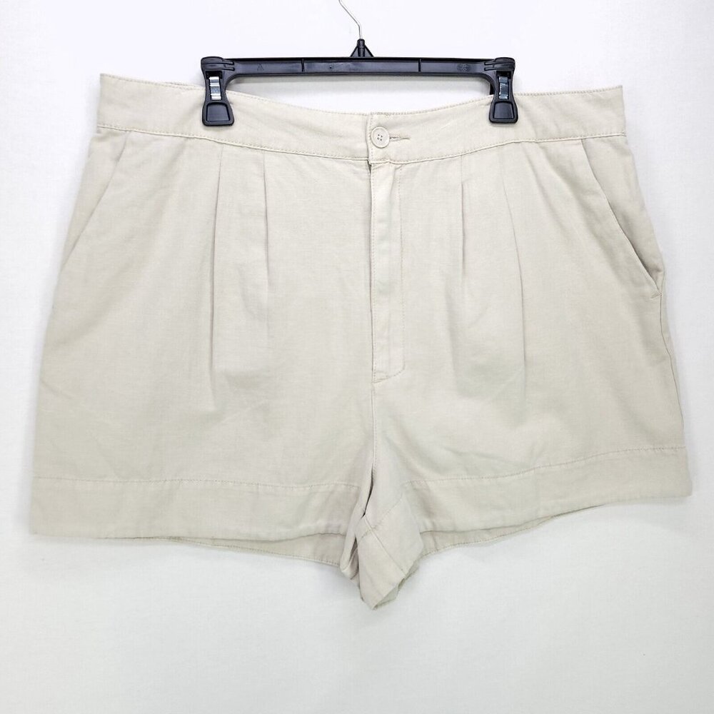 Joie Shorts Pleated Linen Blend Womens XL Beige High Waisted Pockets New